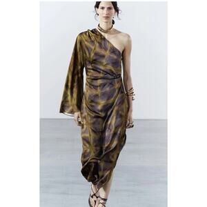 ZARA ZW COLLECTION PRINTED ASYMMETRIC DRESS Small Blogger Sold Out